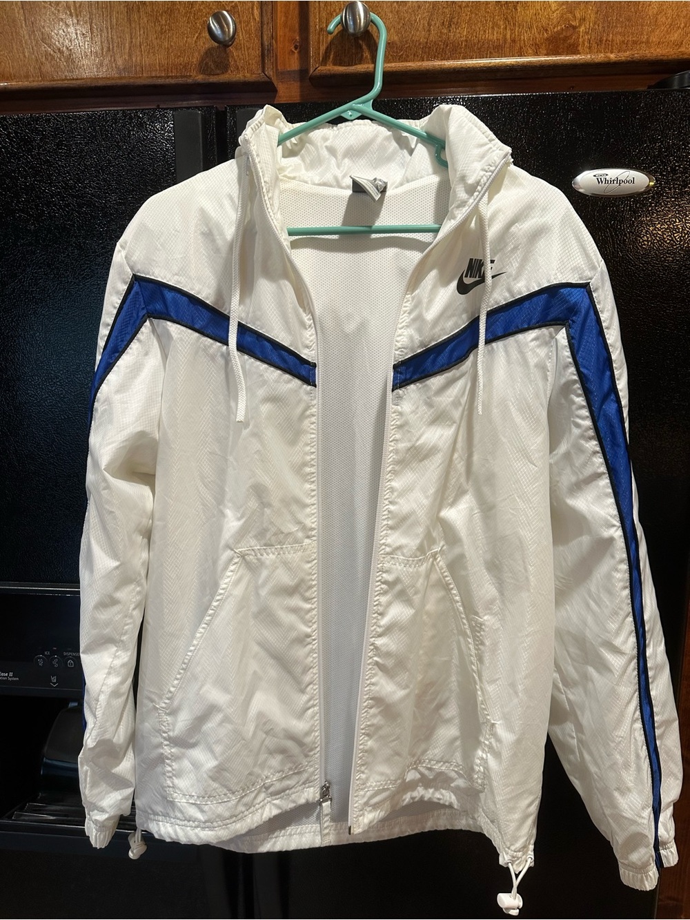 Nike White Jacket with Blue Chevron Accents